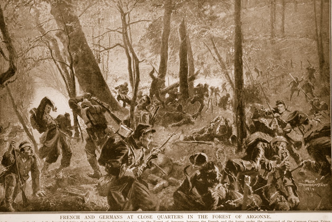 Francesi e tedeschi a stretto contatto nella foresta di Argonne, 1914-19 da Felix Schwormstadt