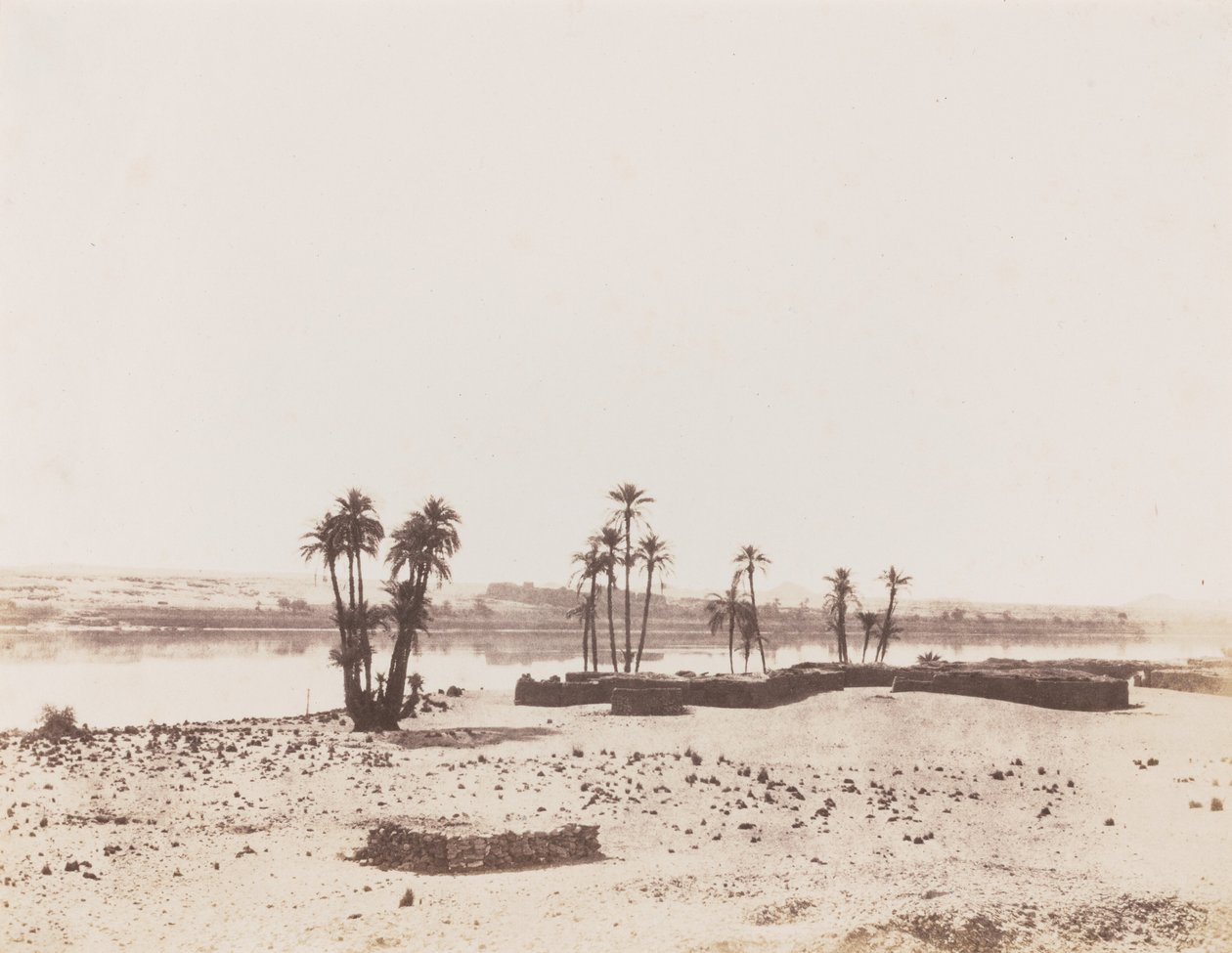Dakkeh, Village et Rives du Nil (Villaggio e rive del Nilo, Dakkeh),1851-1852 (foto) da Félix Teynard