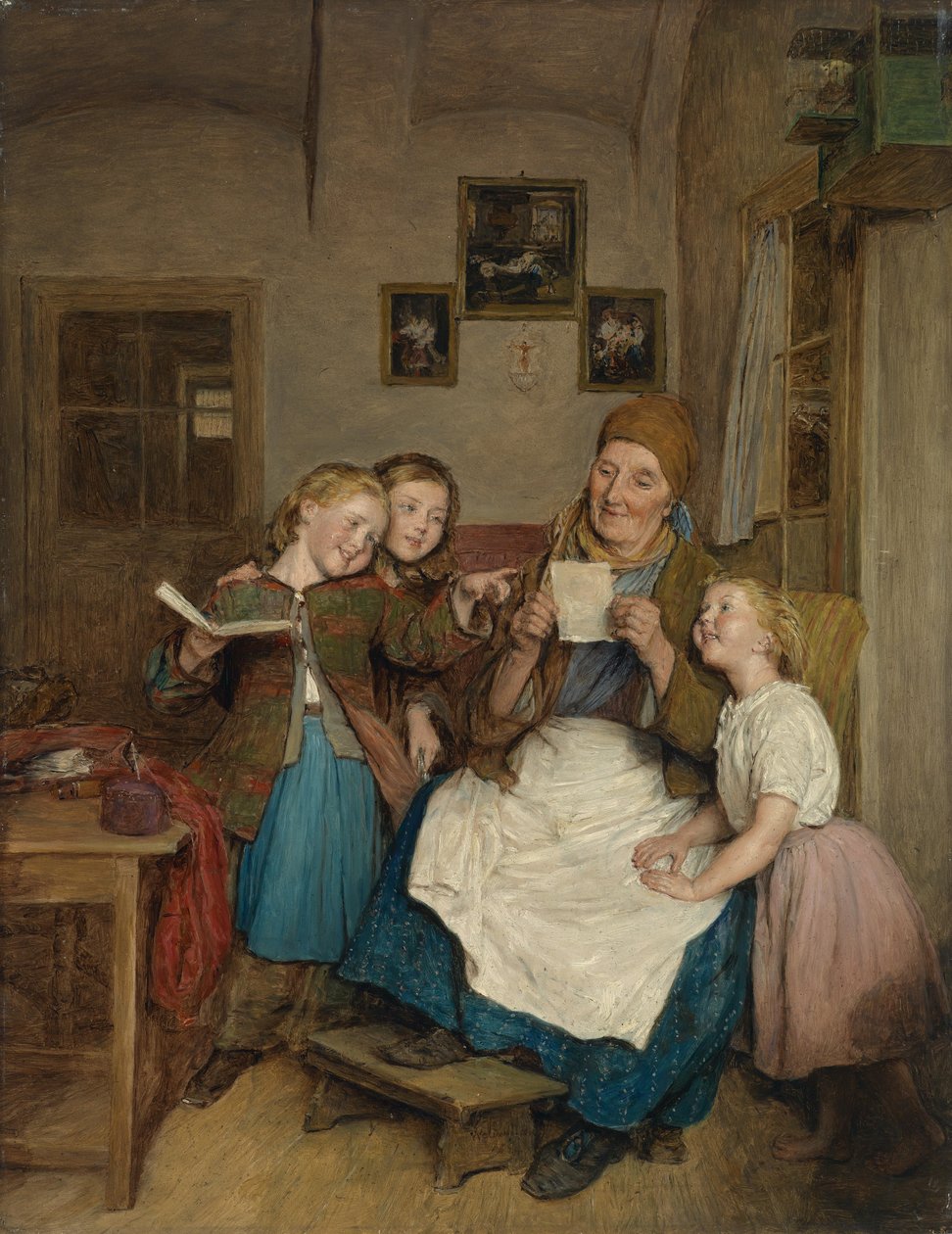 Nonna con tre nipoti da Ferdinand Georg Waldmuller