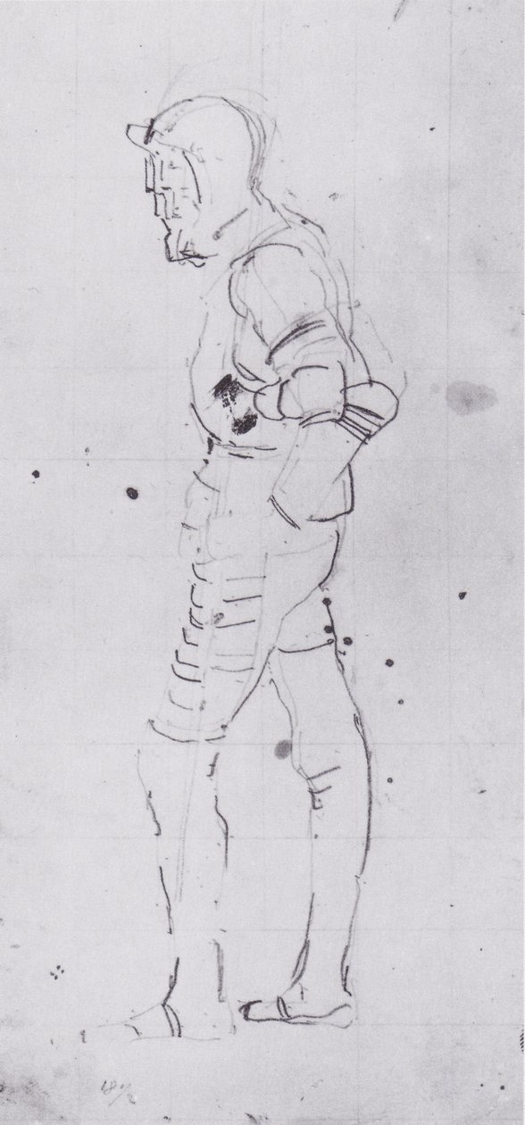 Guerriero in piedi a sinistra da Ferdinand Hodler