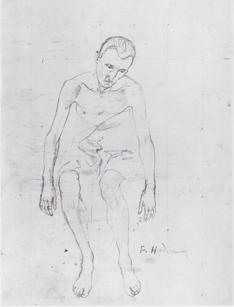 Studio per la figura centrale della stanchezza della vita da Ferdinand Hodler