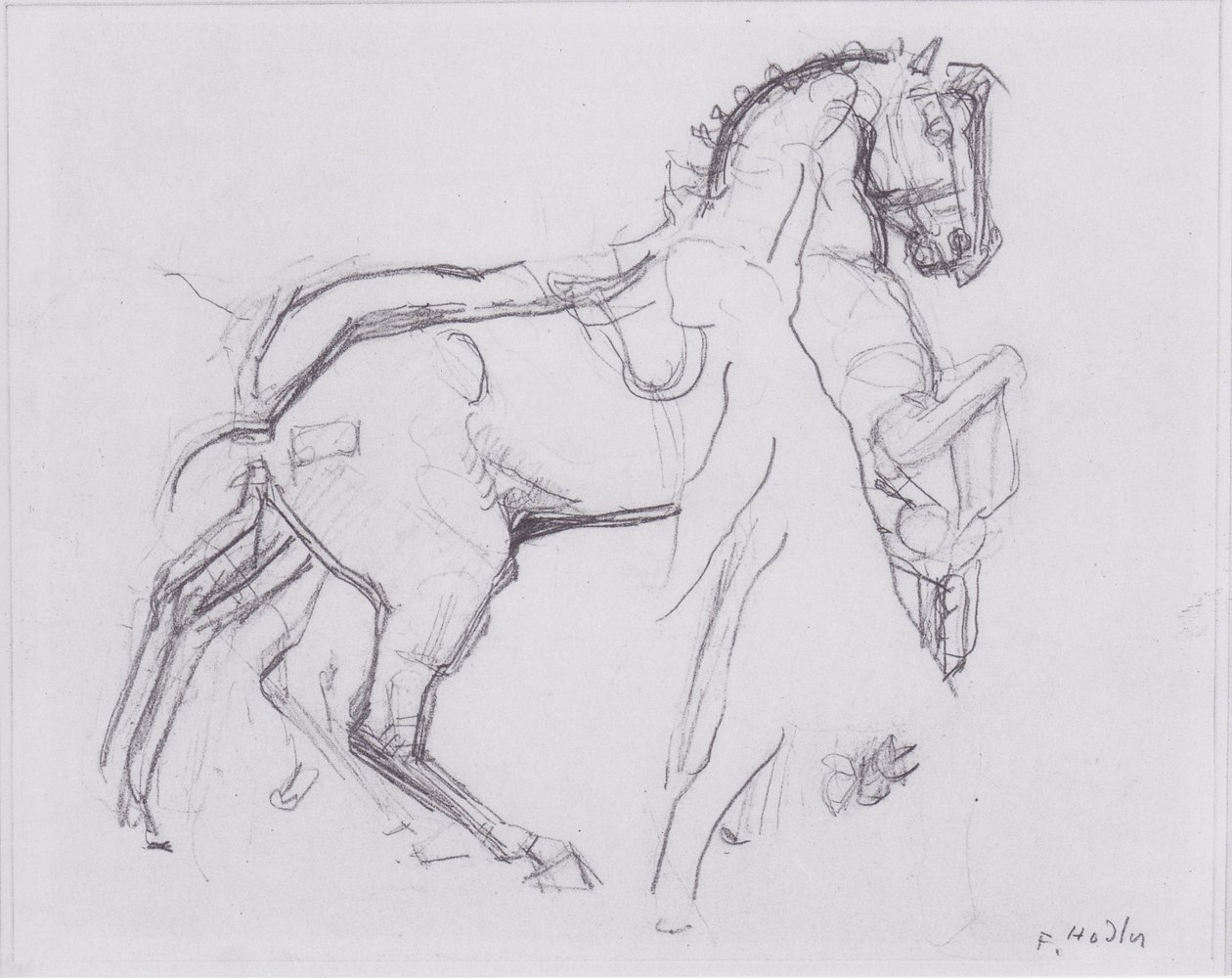 Cavaliere che avanza verso destra con cavallo da Ferdinand Hodler