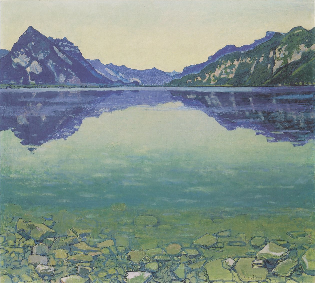 Lago di Thun con riflesso simmetrico all