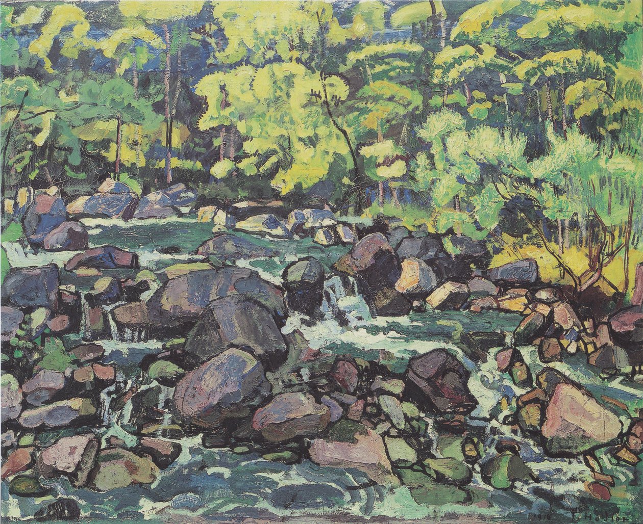 Torrente nel bosco vicino a Champéry da Ferdinand Hodler
