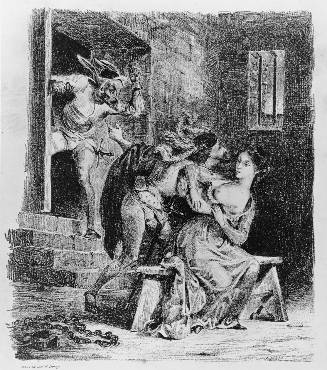 Faust salva Margherita dalla sua prigione, da Faust di Goethe, 1828, (illustrazione) da Ferdinand Victor Eugene Delacroix