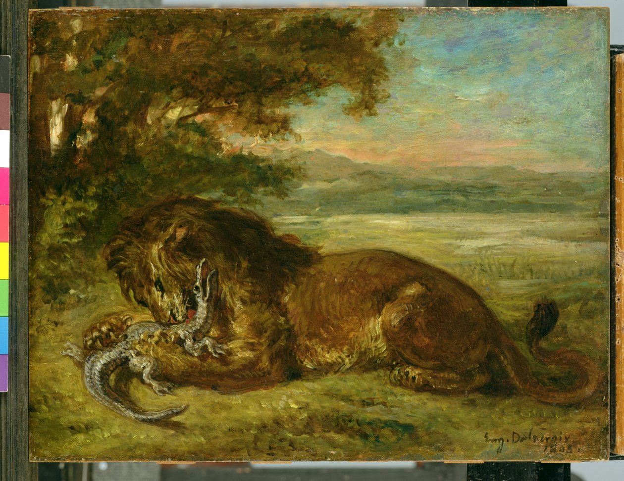Leone e alligatore, 1863 da Ferdinand Victor Eugene Delacroix