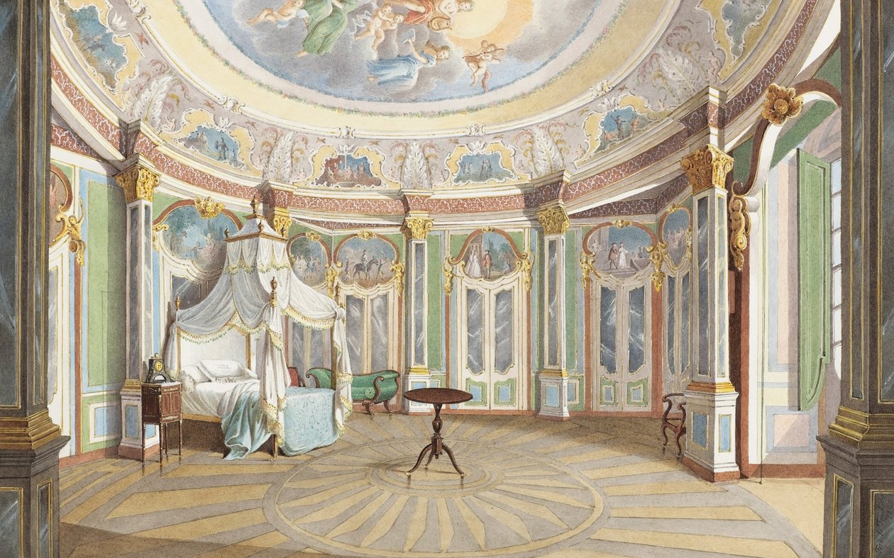 Camera da letto di Re Pedro IV del Portogallo (Imperatore Dom Pedro I del Brasile), Palazzo di Queluz da Ferdinand le Feubure