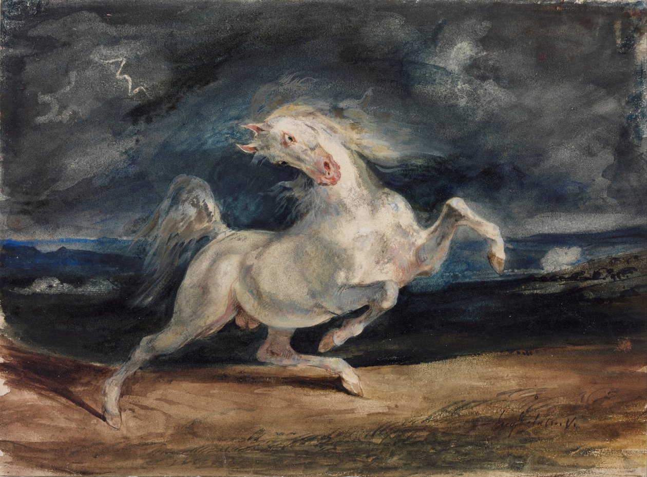 Cavallo spaventato dal fulmine da Ferdinand Victor Eugene Delacroix