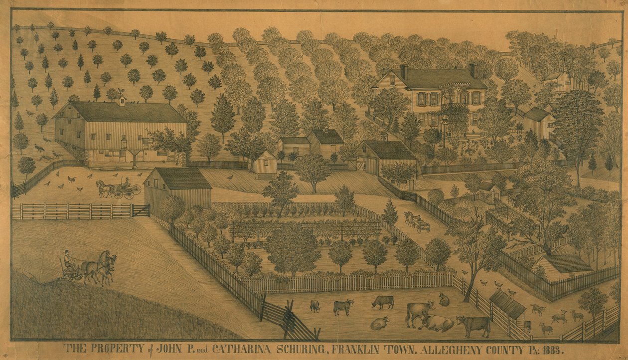 La proprietà di John P. e Catharina Schuring, Franklin Town, Contea di Allegheny, Pennsylvania da Ferdinand A. Brader