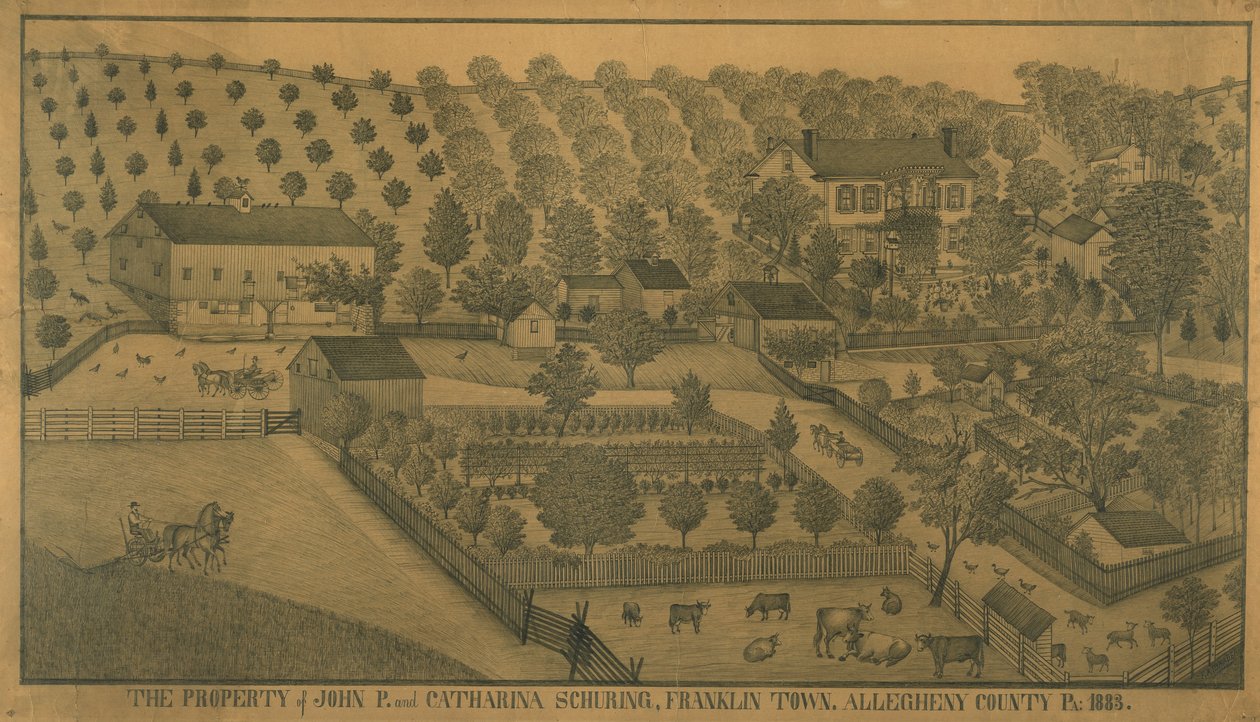 Proprietà di John P. e Catharina Schuring, Franklin Town, Contea di Allegheny, Pennsylvania da Ferdinand A. Brader