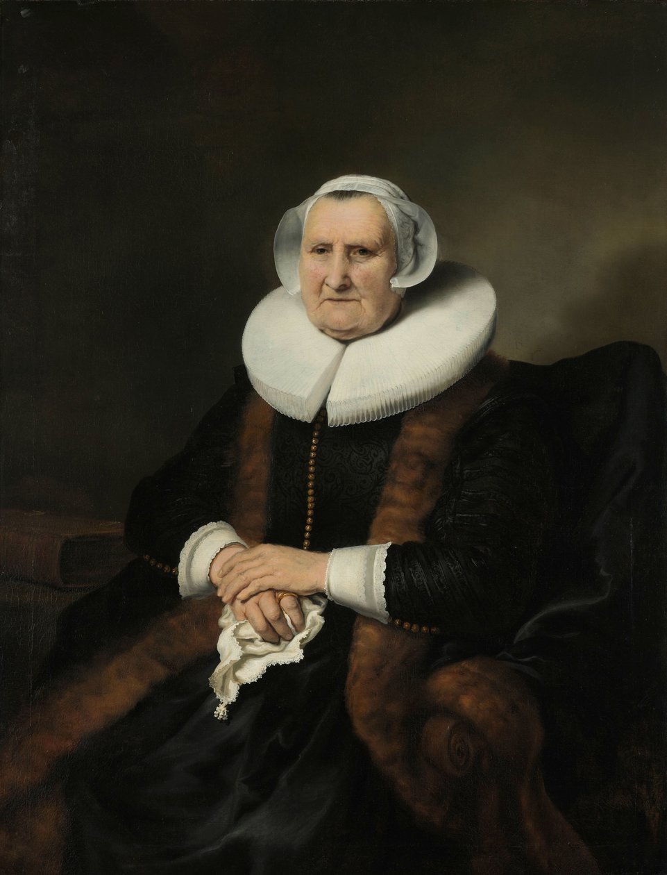 Ritratto di una vecchia signora, forse Elisabeth Bas da Ferdinand Bol (attributed to)