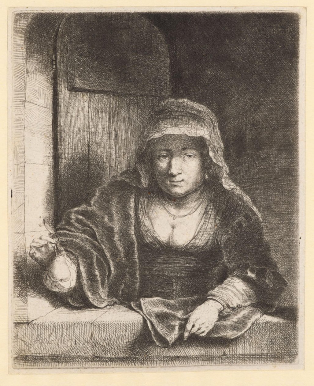 Donna con una pera da Ferdinand Bol
