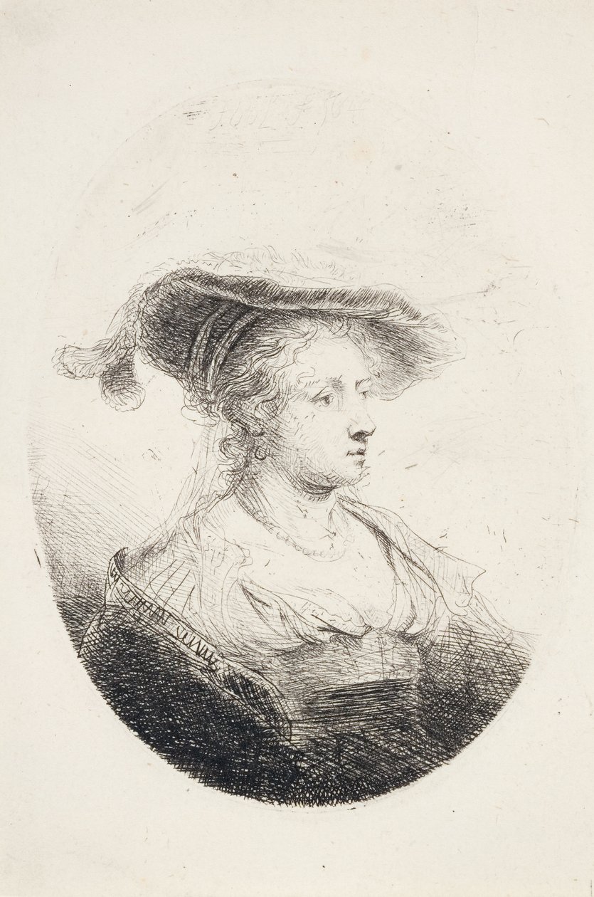 Giovane Donna con Cappello Piumato, 1644 da Ferdinand Bol