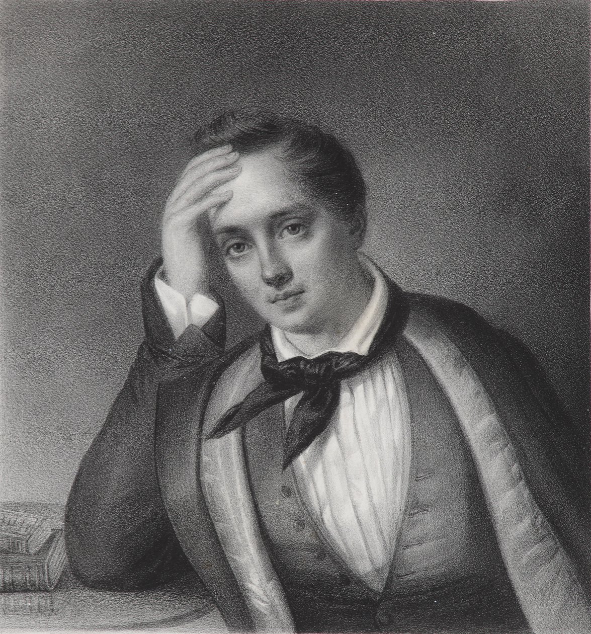 Ritratto del poeta Yevgeny Abramovich Baratynsky 1800-1844, anni 1830 da Ferdinand Chevalier