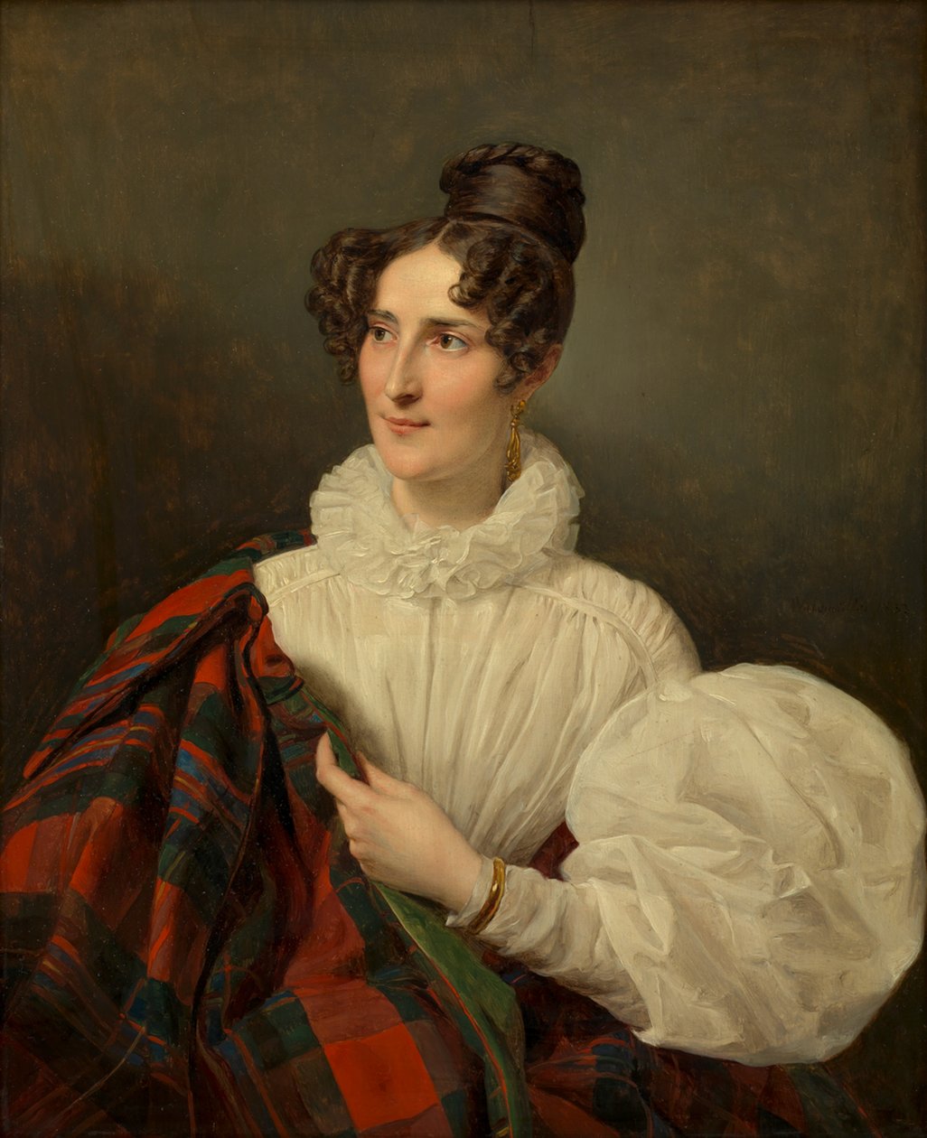 Signora in abito bianco da Ferdinand Georg Waldmüller