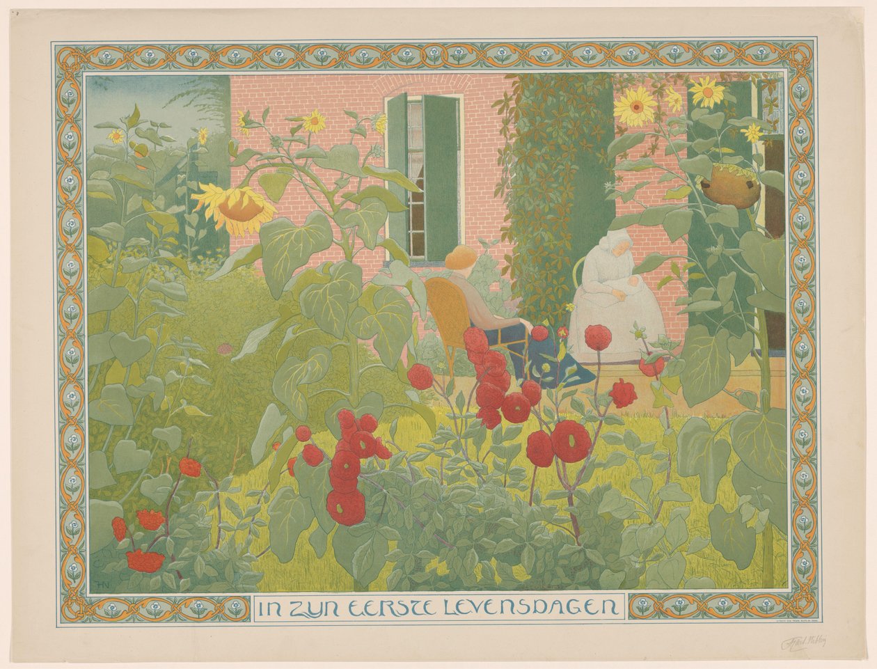 Due donne con bambino Nei suoi primi giorni di vita da Ferdinand Hart Nibbrig (signed by artist)