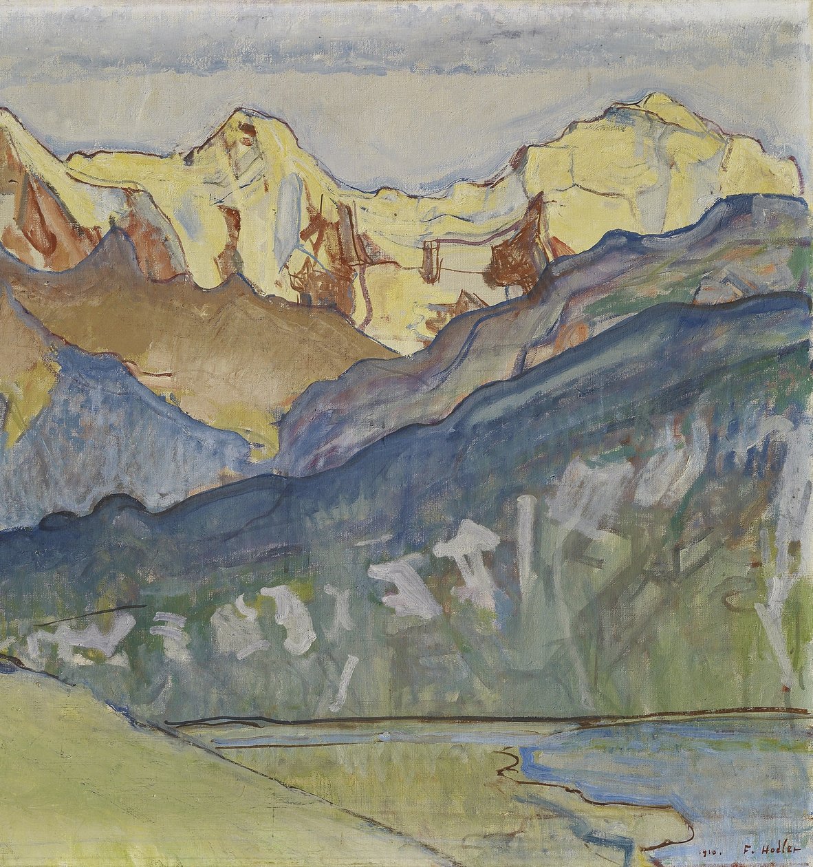 Eiger, Mönch e Jungfrau da Beatenberg da Ferdinand Hodler