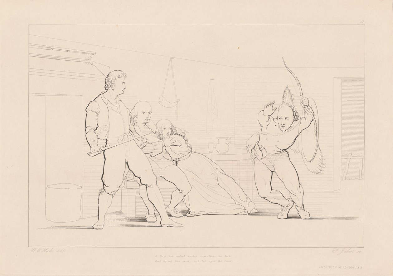 Una forma si è precipitata tra loro dal buio da Ferdinand Joubert, after George Elgar Hicks
