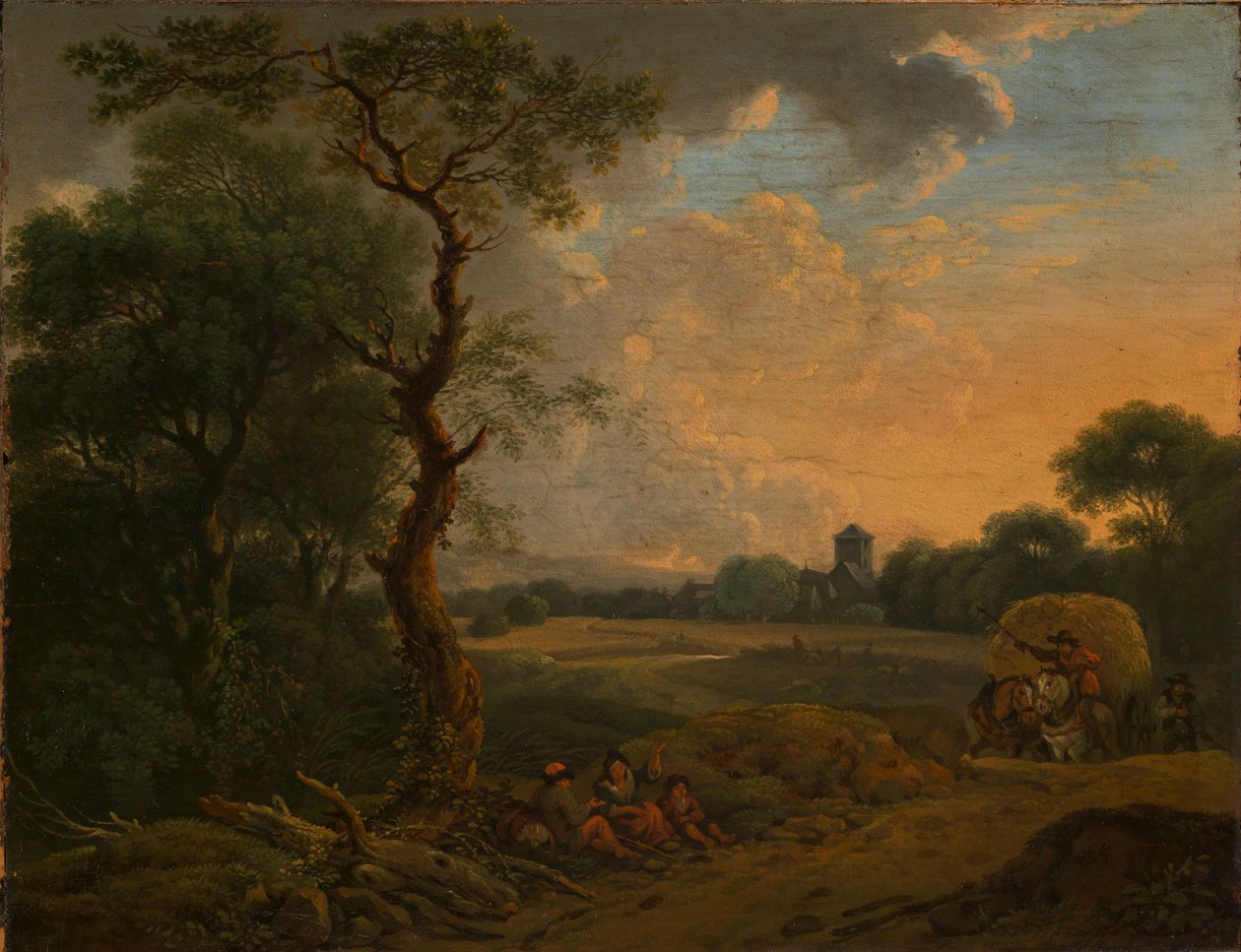 Paesaggio serale con carro di fieno da Ferdinand Kobell