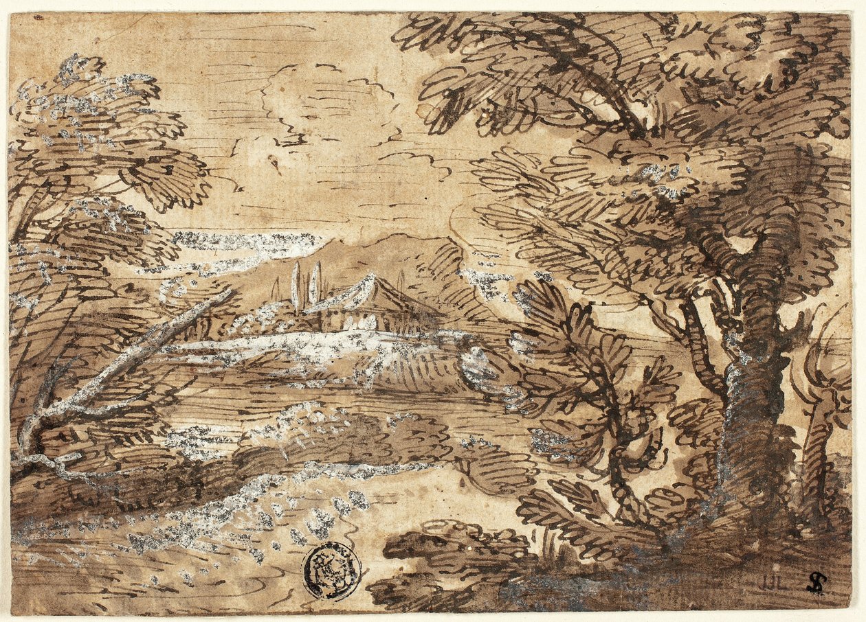 Paesaggio con casa in lontananza da Ferdinand Kobell