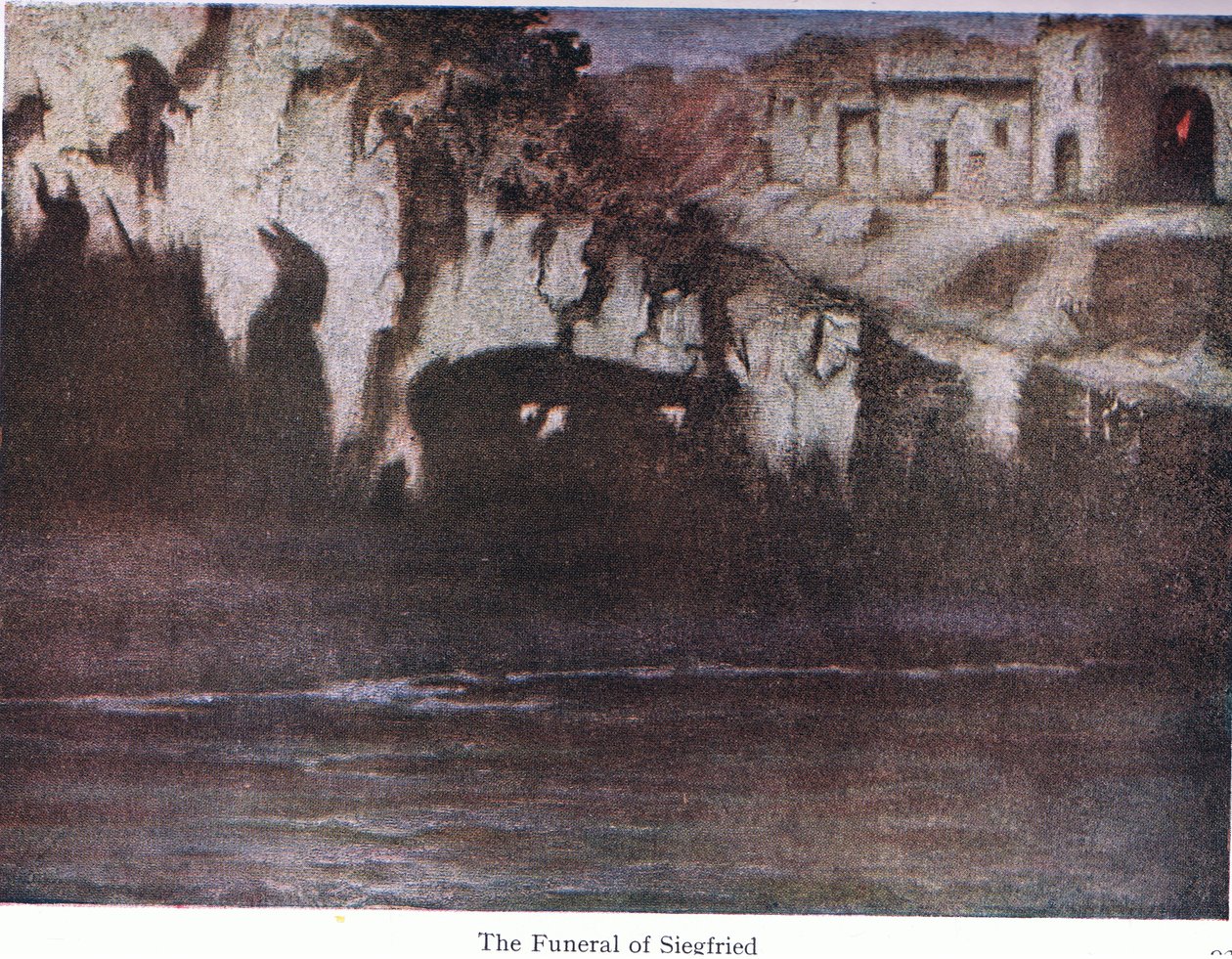 Il funerale di Sigfrido, illustrazione da The Stories of Wagners Operas da Ferdinand Lecke