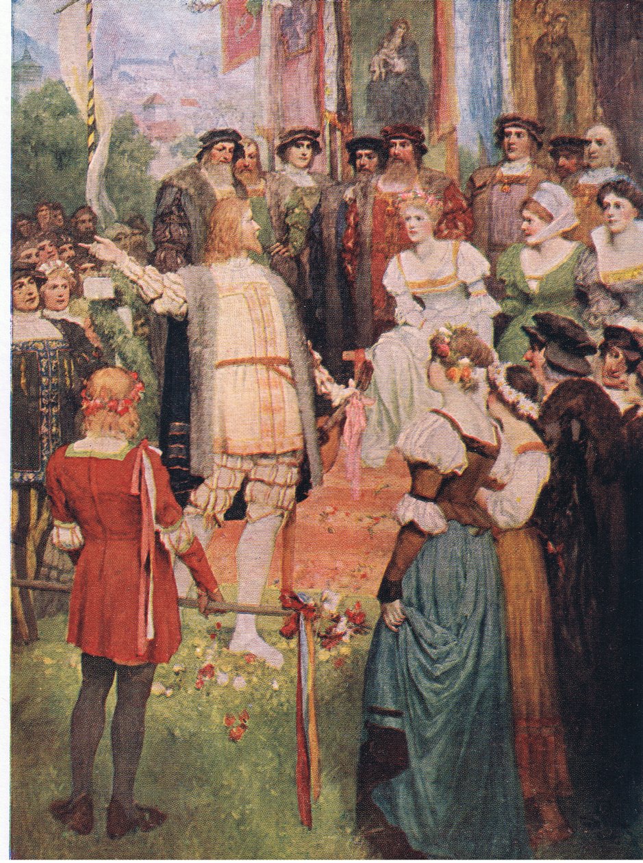 Walter iniziò la sua canzone, illustrazione da The Stories of Wagner