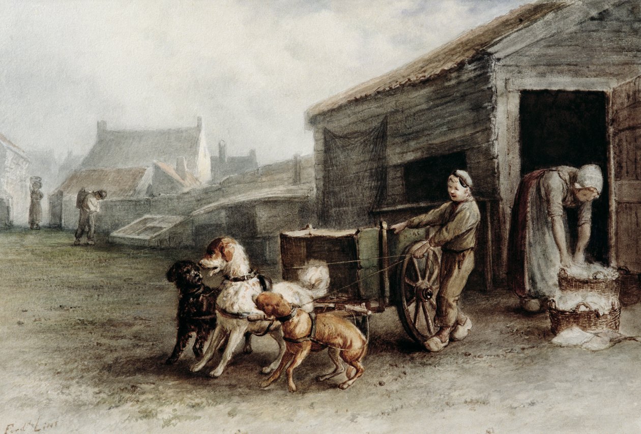Un Carretto per Cani, Olanda, c.1890 da Ferdinand Lintz
