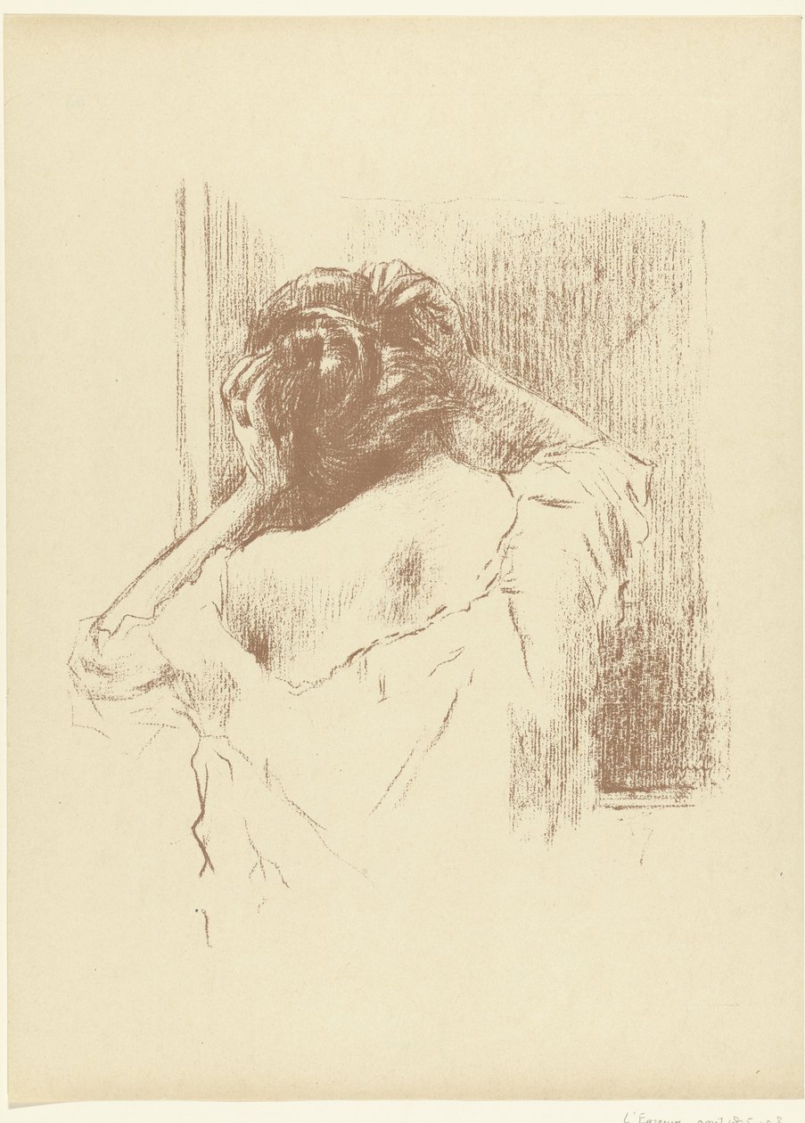 Donna davanti allo specchio si pettina (studio) da Ferdinand Luigini