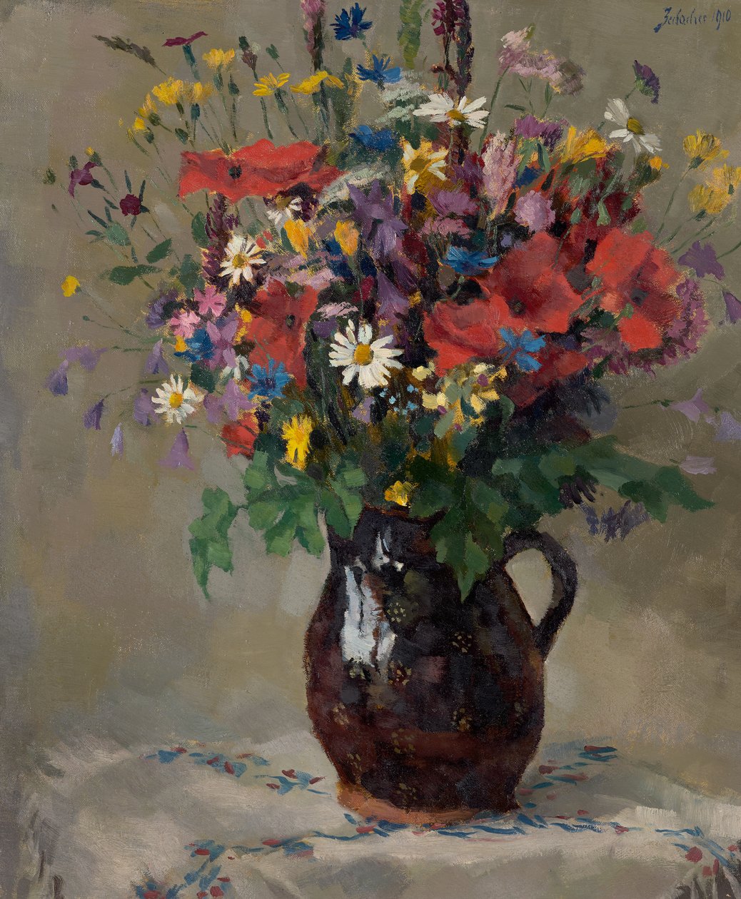 Fiori di campo in brocca da Ferdinand Matthias Zerlacher