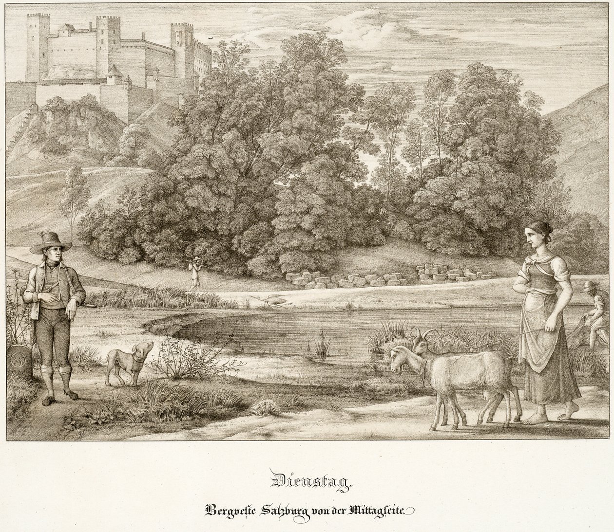 Martedì: Il Castello di Salisburgo Visto da Sud da Ferdinand Olivier