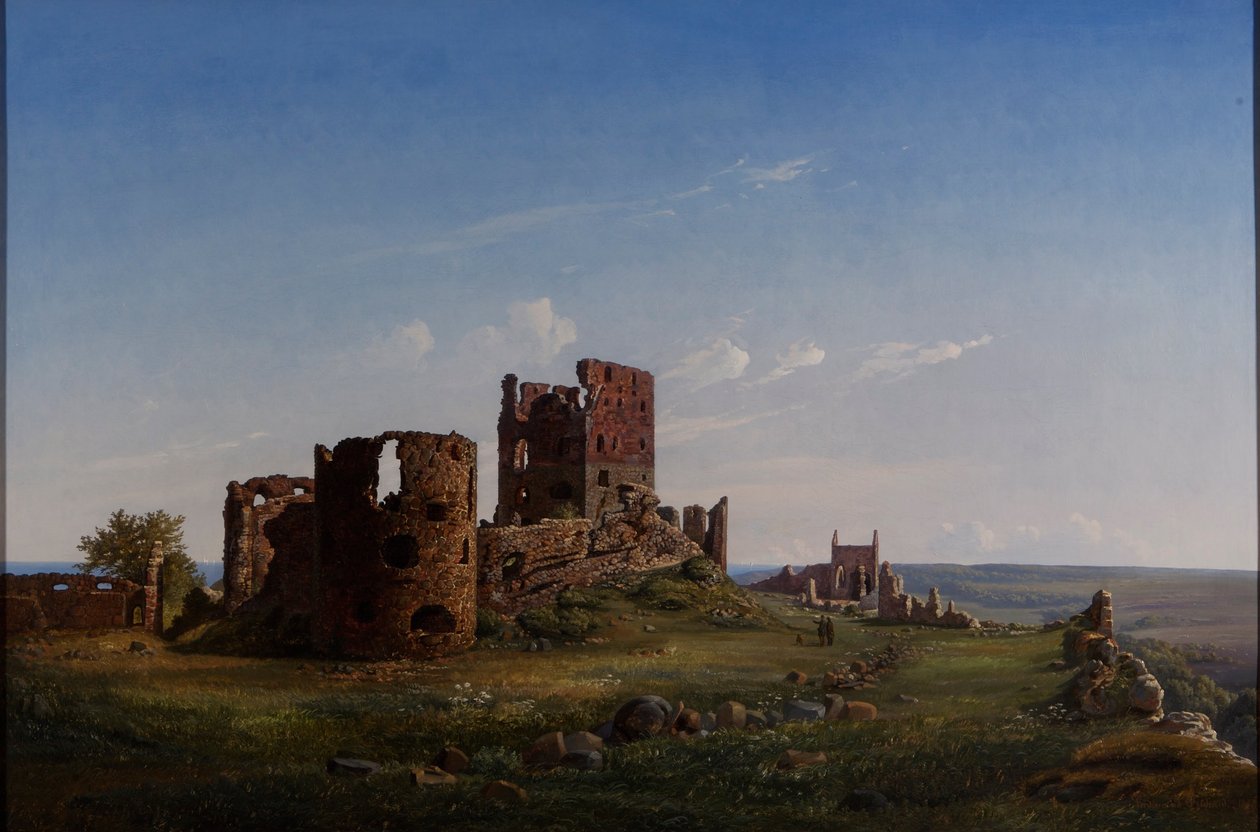 Vista del castello in rovina di Hammershus da Ferdinand Richardt