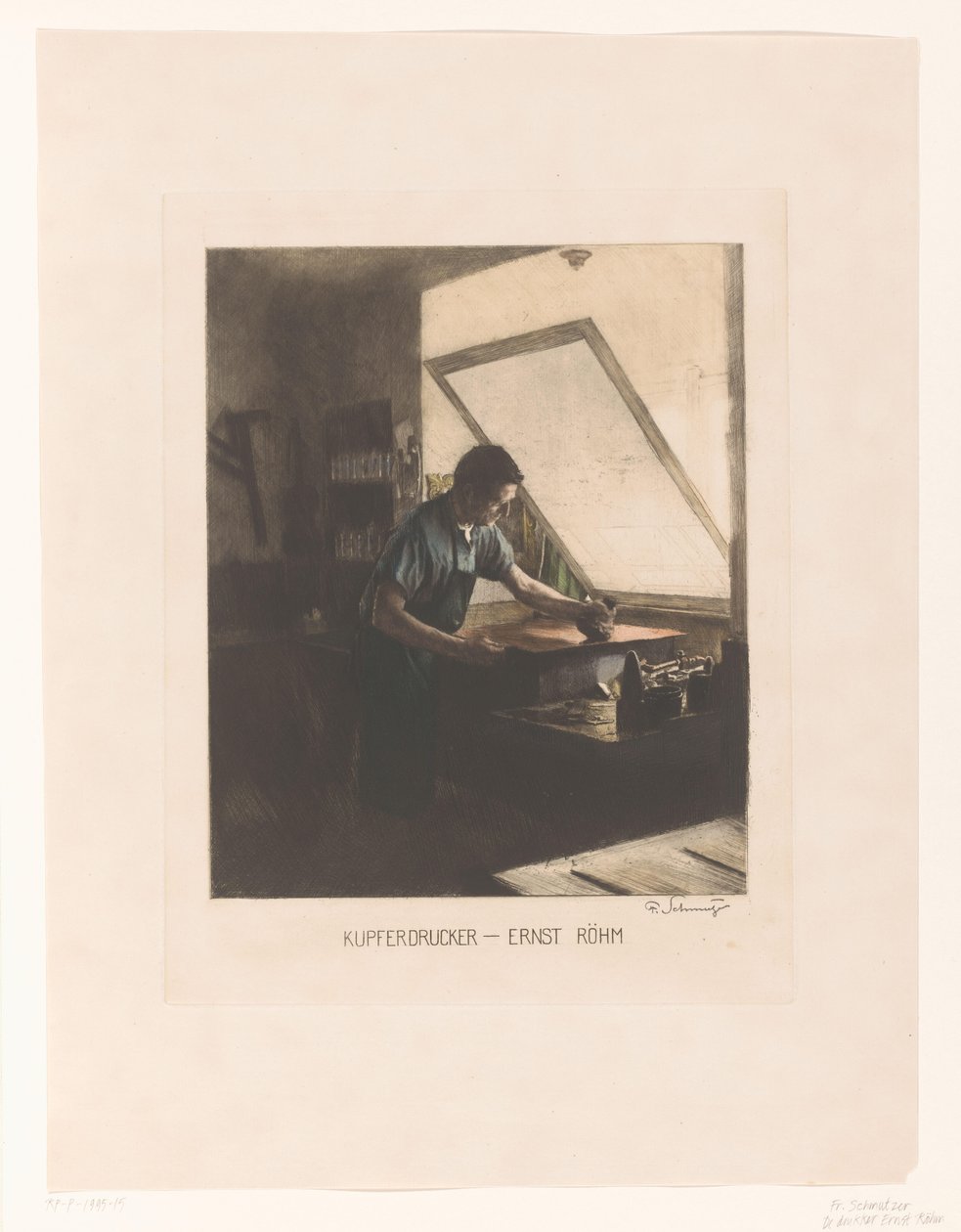 Ritratto dello stampatore Ernst Röhm da Ferdinand Schmutzer (signed by artist)