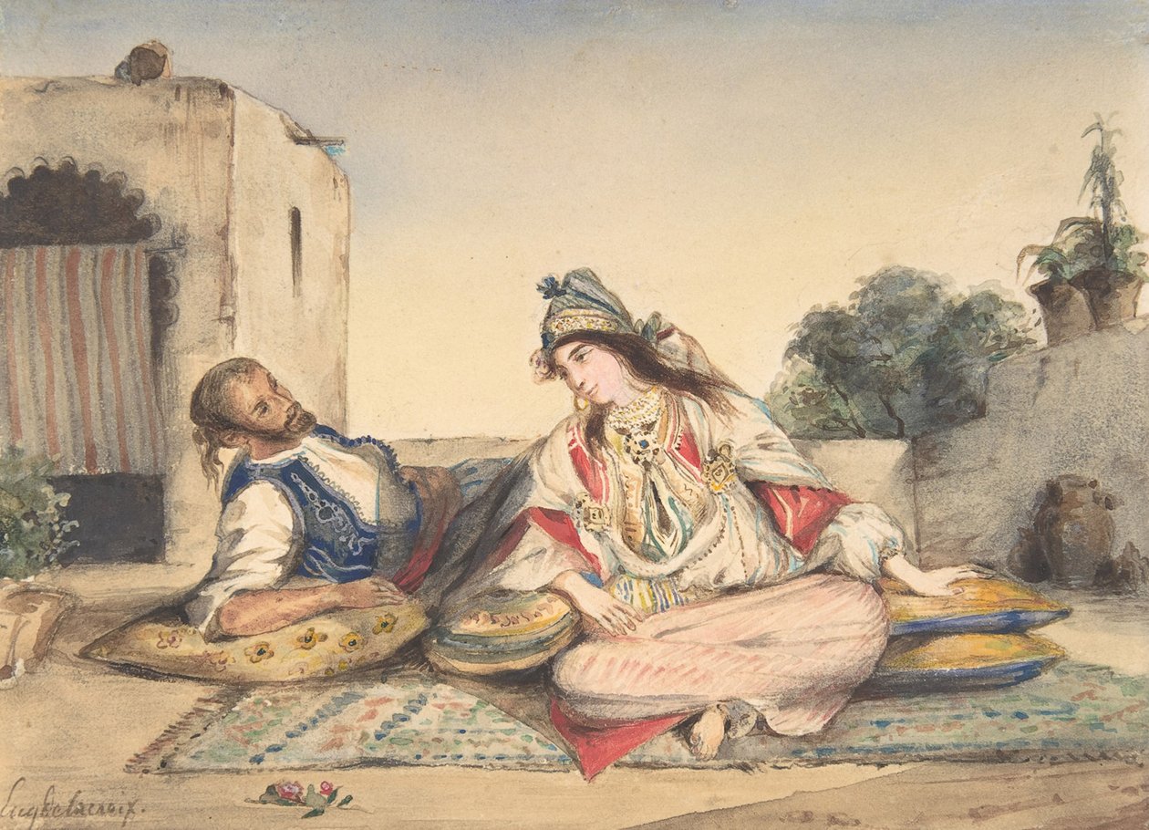 Una Coppia Moresca sulla Loro Terrazza da Ferdinand Victor Eugene Delacroix