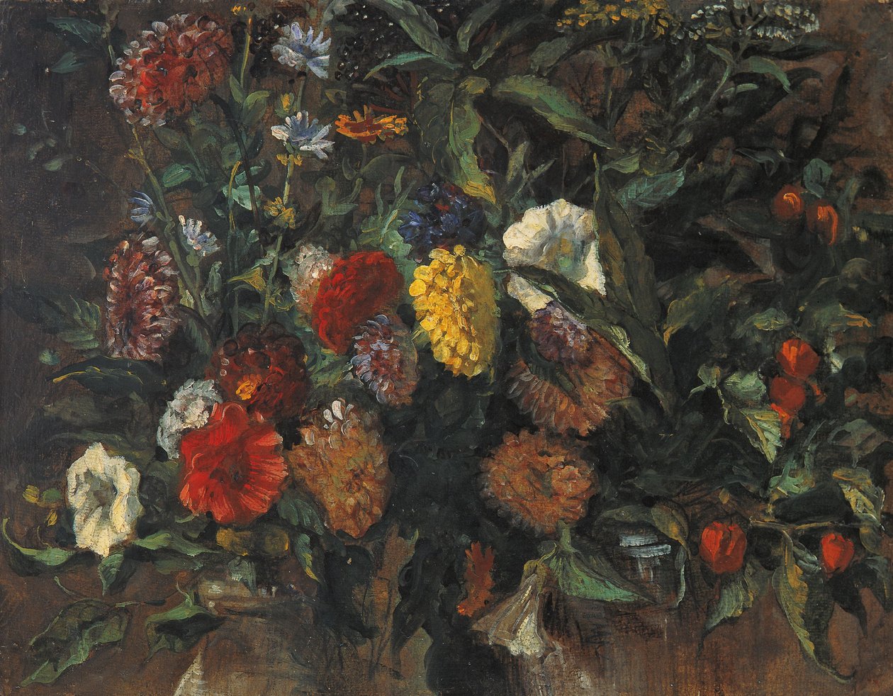 Natura morta di fiori, 1848 circa (olio su cartone) da Ferdinand Victor Eugene Delacroix