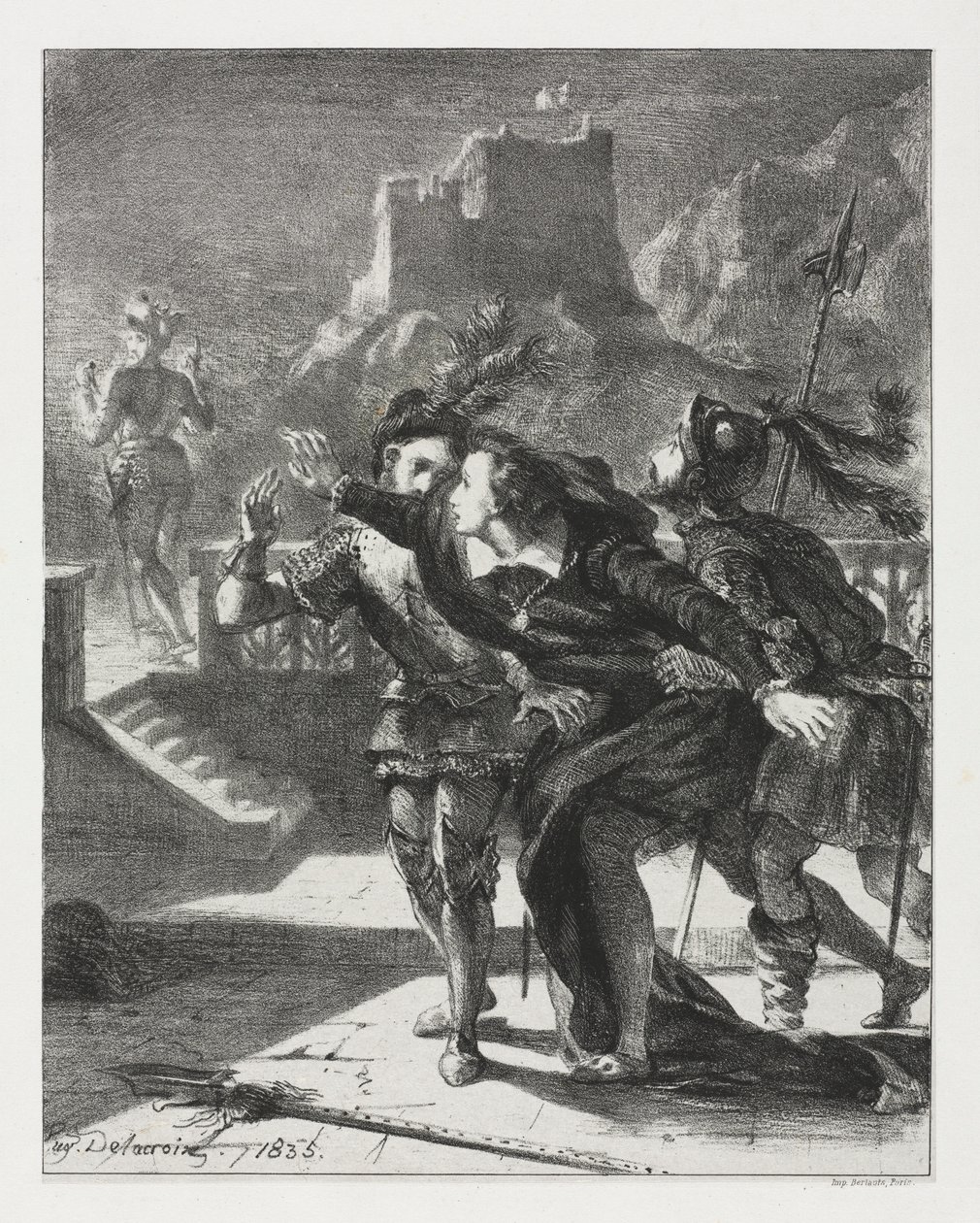 Amleto: Amleto si precipita a seguire il fantasma di suo padre, 1835 da Ferdinand Victor Eugene Delacroix