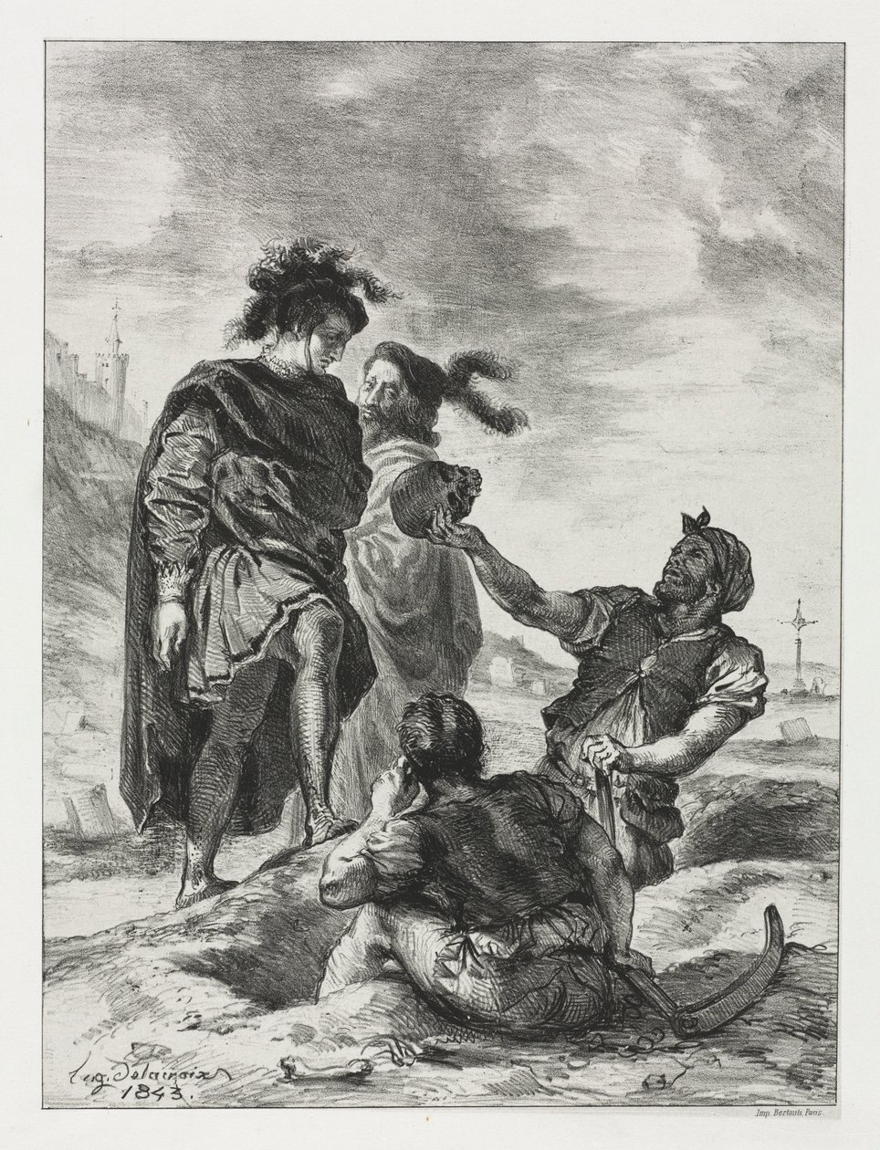 Amleto: Amleto e Orazio con i becchini, 1843 da Ferdinand Victor Eugene Delacroix