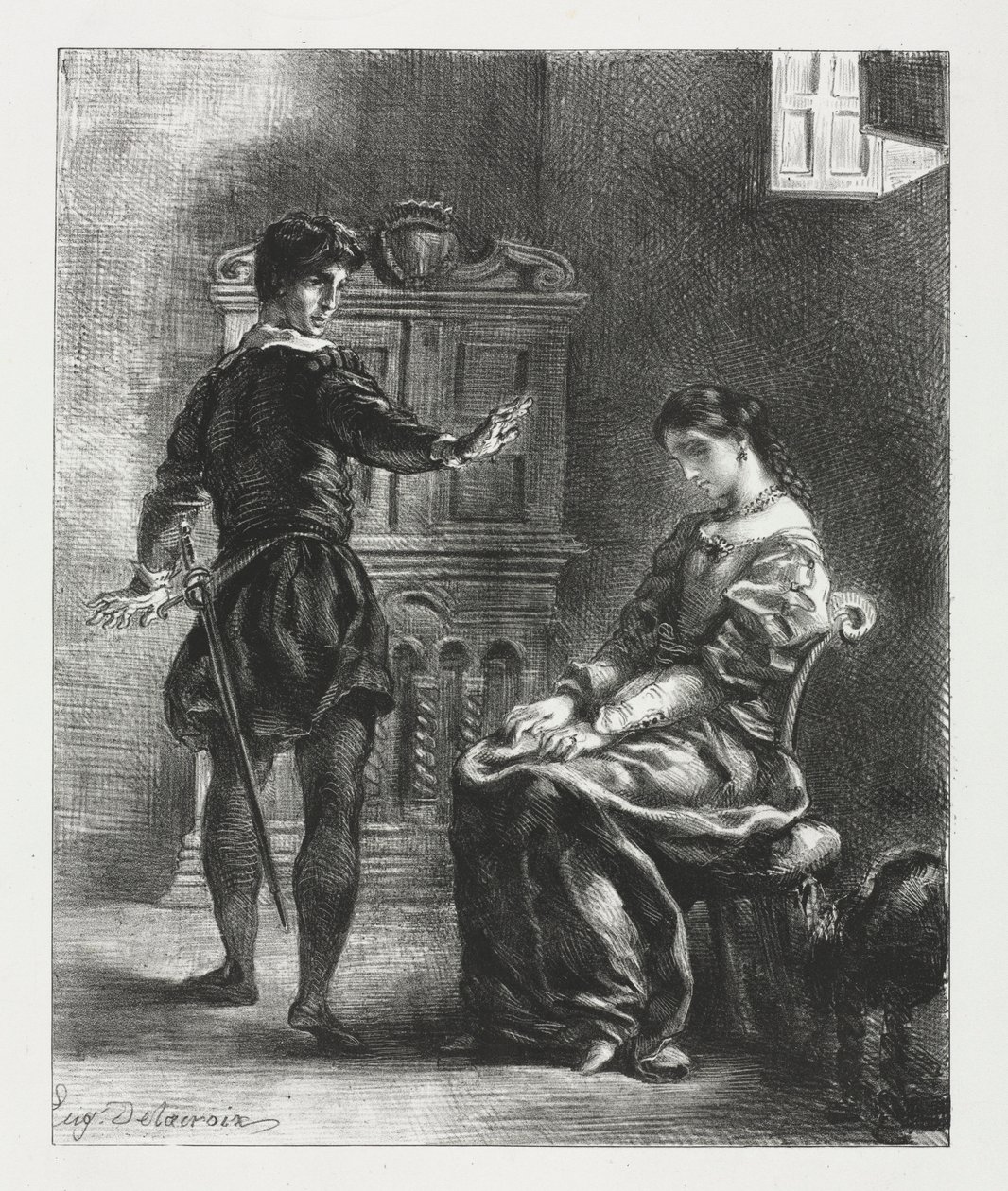 Amleto: Amleto e Ofelia, 1834 da Ferdinand Victor Eugene Delacroix
