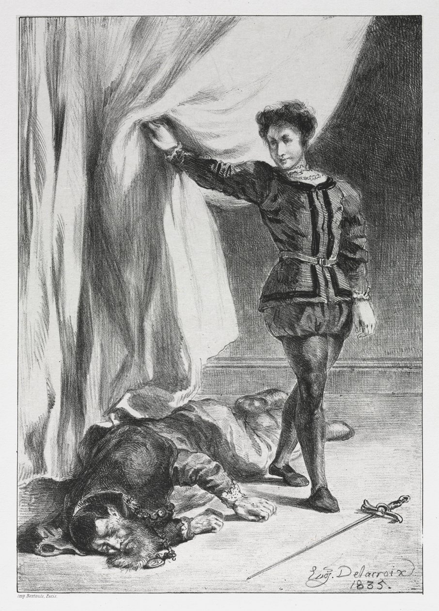 Amleto: Amleto e il cadavere di Polonio, 1835 da Ferdinand Victor Eugene Delacroix