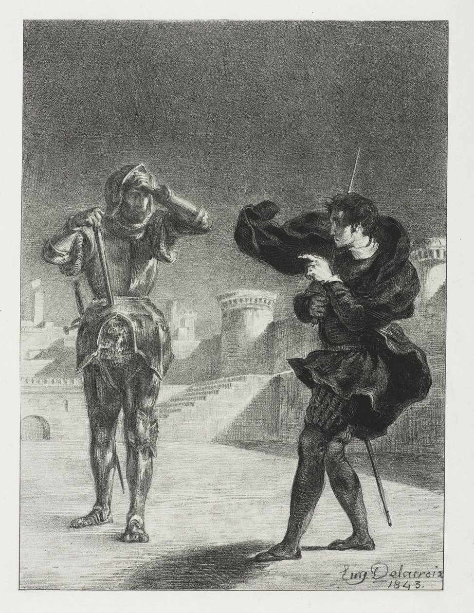 Amleto: Il fantasma sulla terrazza, 1843 da Ferdinand Victor Eugene Delacroix