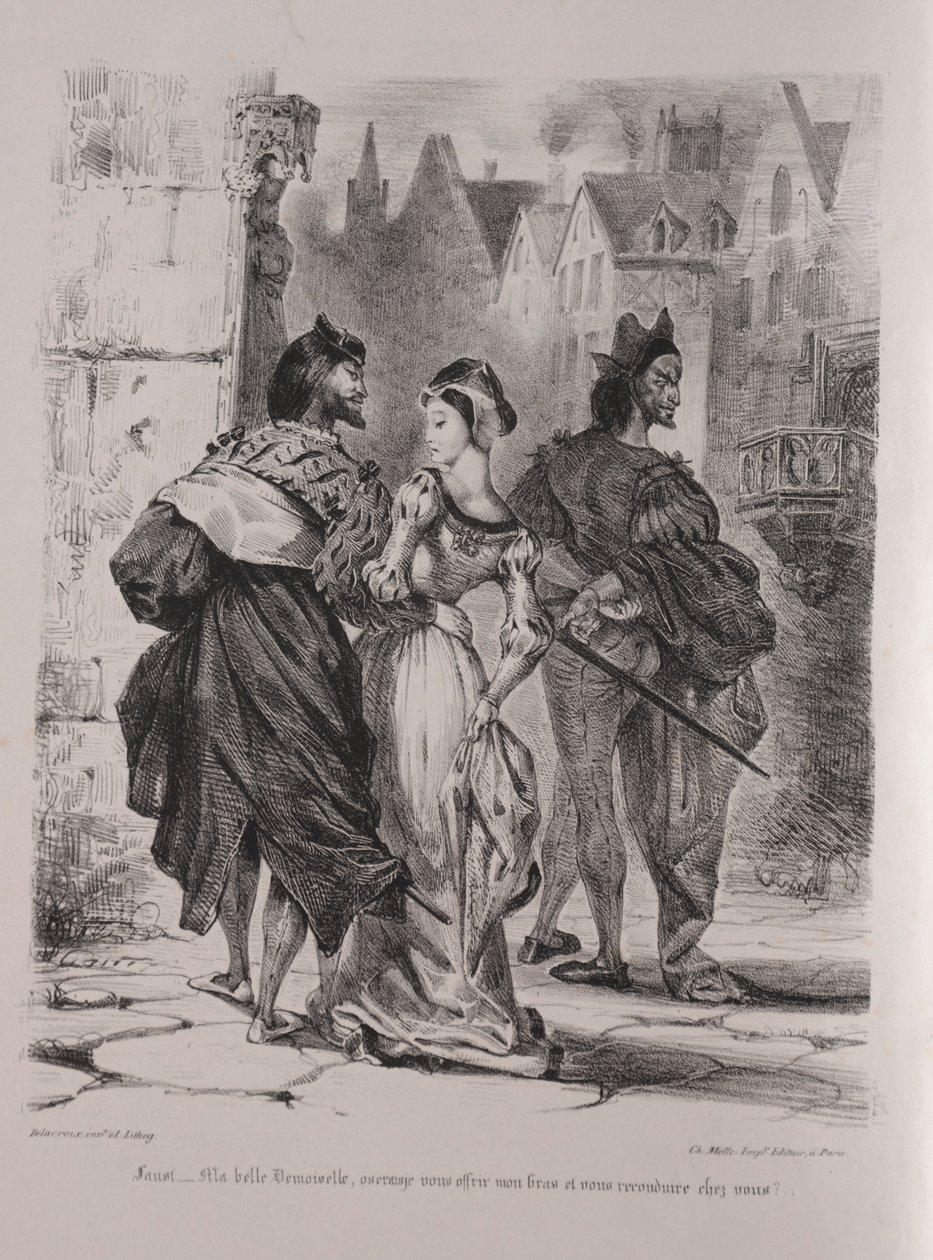 Illustrazioni per Faust: Faust cerca di sedurre Margherita, 1828 da Ferdinand Victor Eugene Delacroix