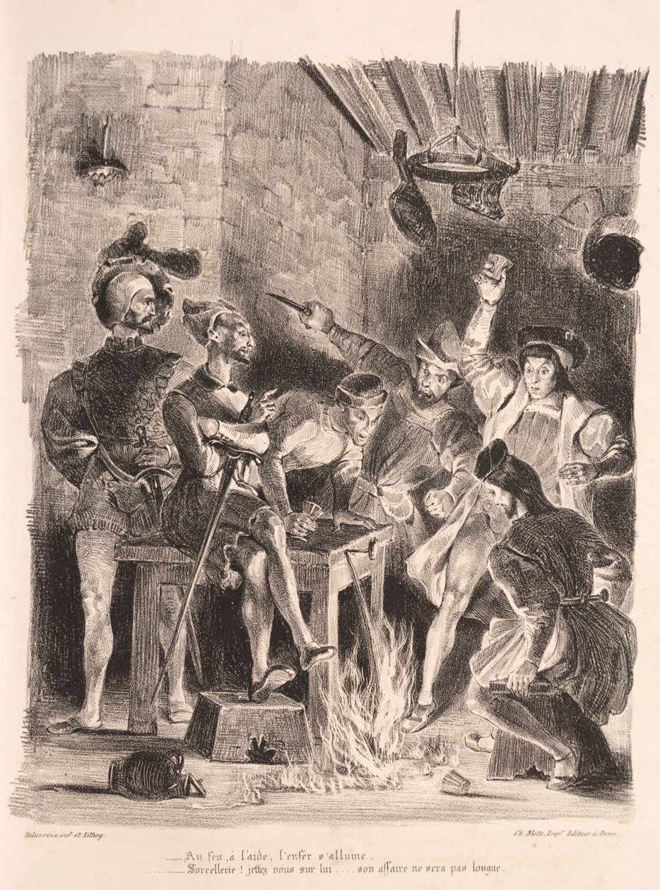 Illustrazioni per Faust: Mefistofele nella taverna degli studenti, 1828 da Ferdinand Victor Eugene Delacroix