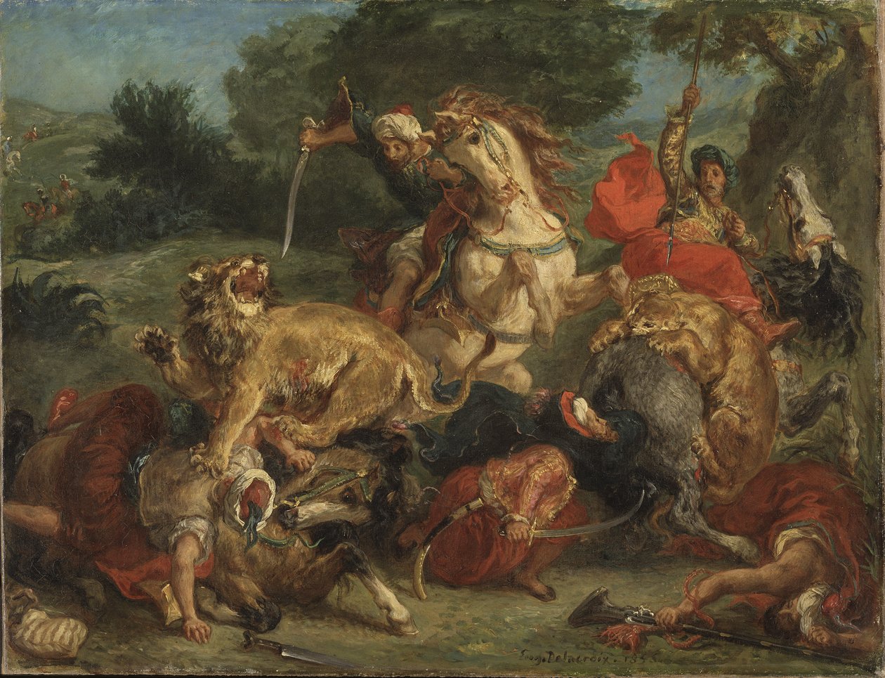 La caccia al leone da Ferdinand Victor Eugene Delacroix