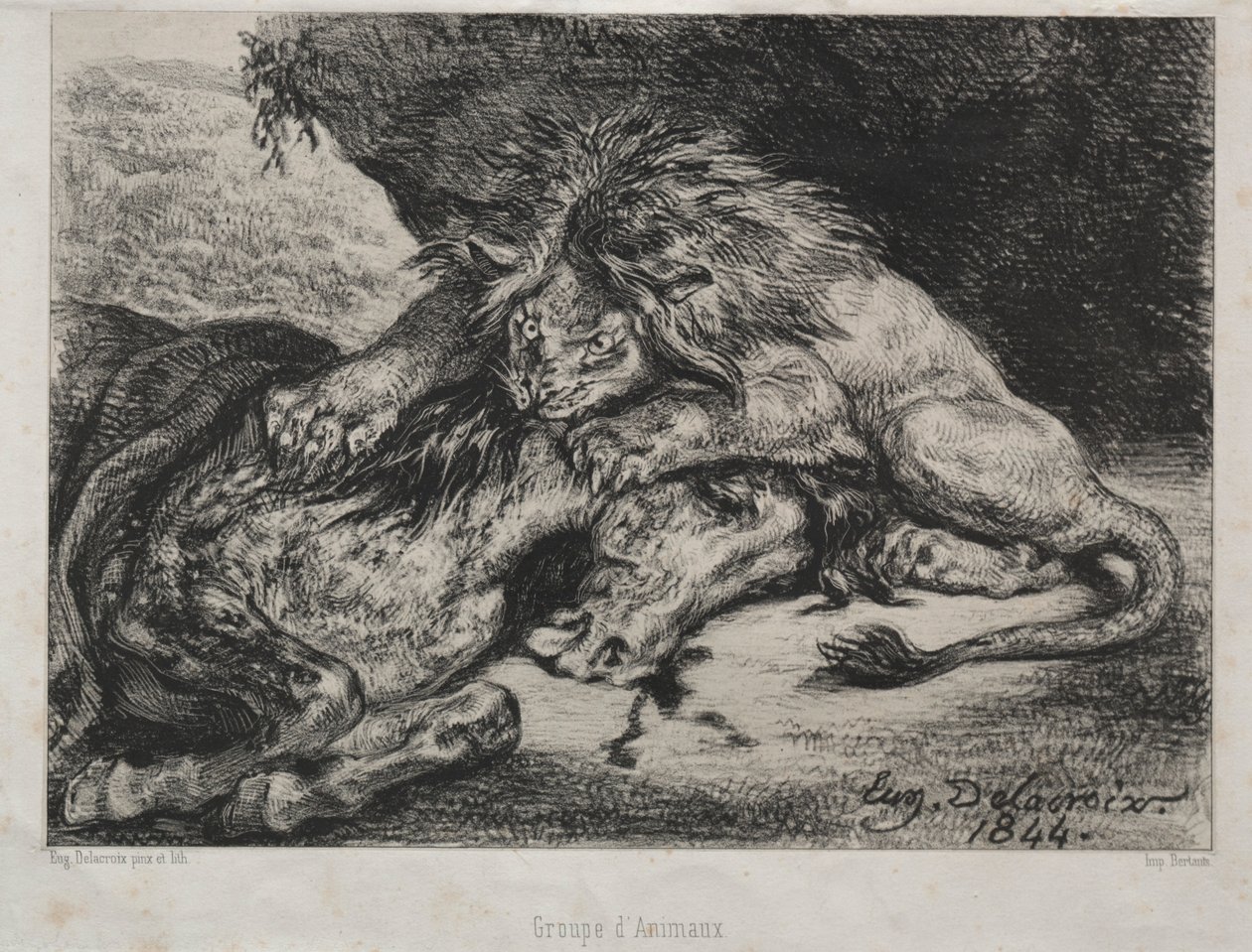 Leone che divora un cavallo da Ferdinand Victor Eugene Delacroix