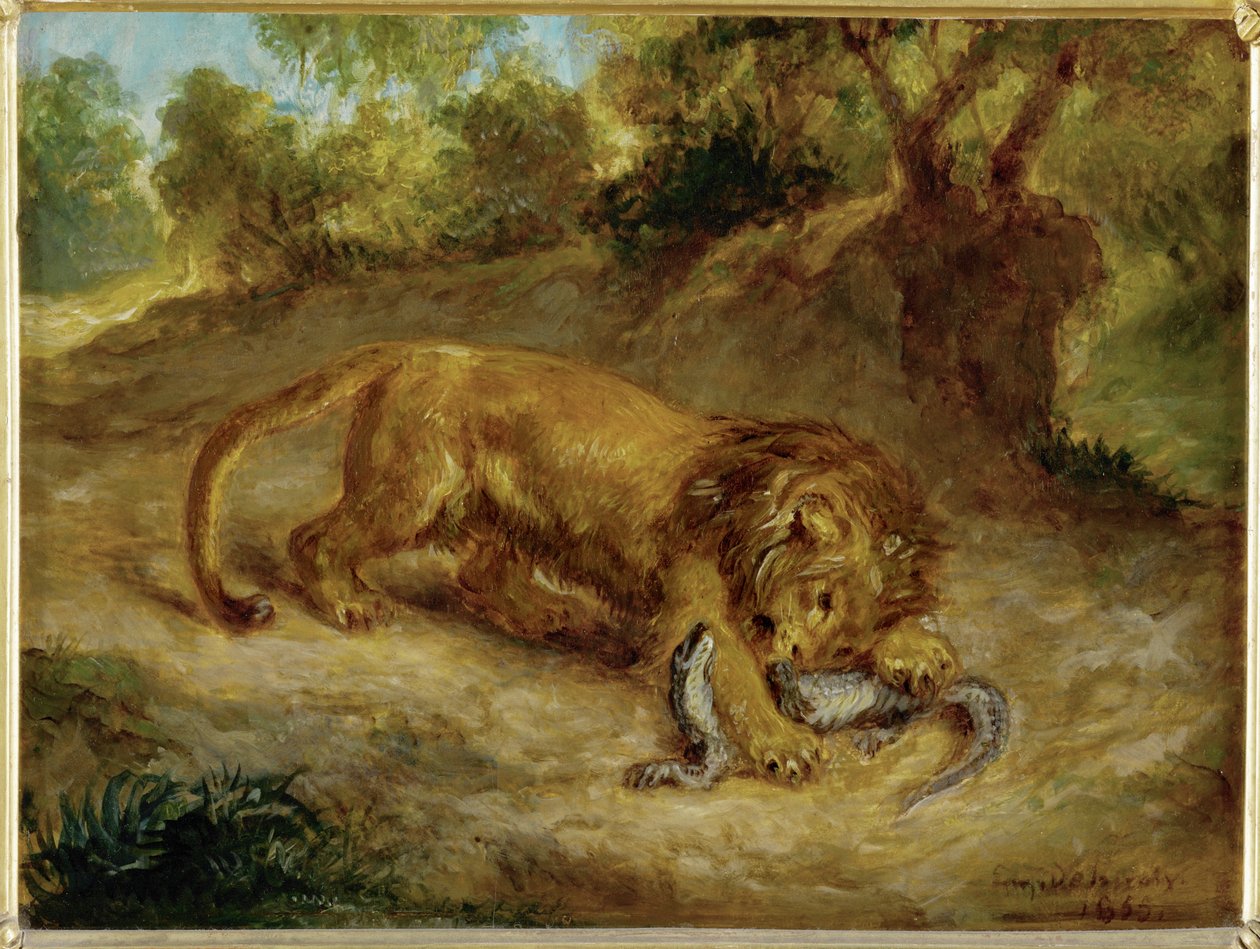Leone e Cayman ... da Ferdinand Victor Eugene Delacroix
