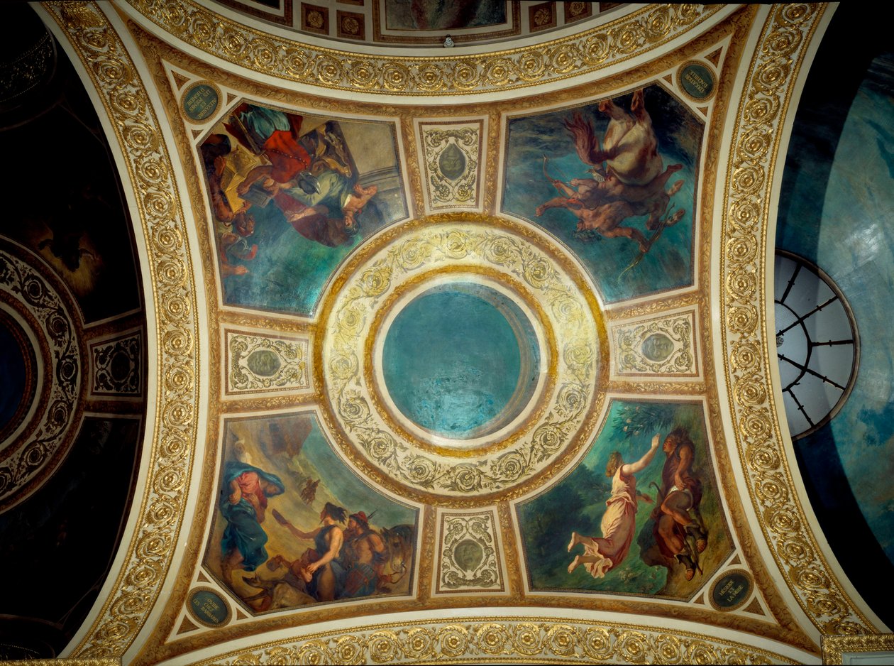 Poesia: Ovidio tra i barbari, Alessandro e i poemi di Omero, educazione di Achille, il poeta greco Esiodo e la musa (dettaglio) da Ferdinand Victor Eugene Delacroix