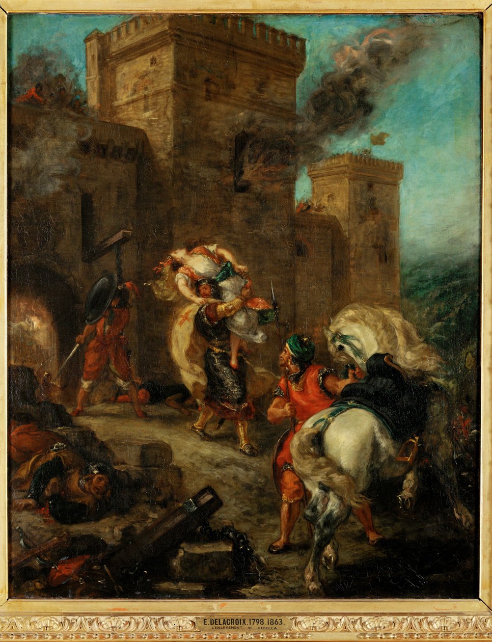 Rebecca rapita da un cavaliere templare durante il sacco del castello di Frondeboeuf - Rebecca violentata da un cavaliere templare durante il ... da Ferdinand Victor Eugene Delacroix