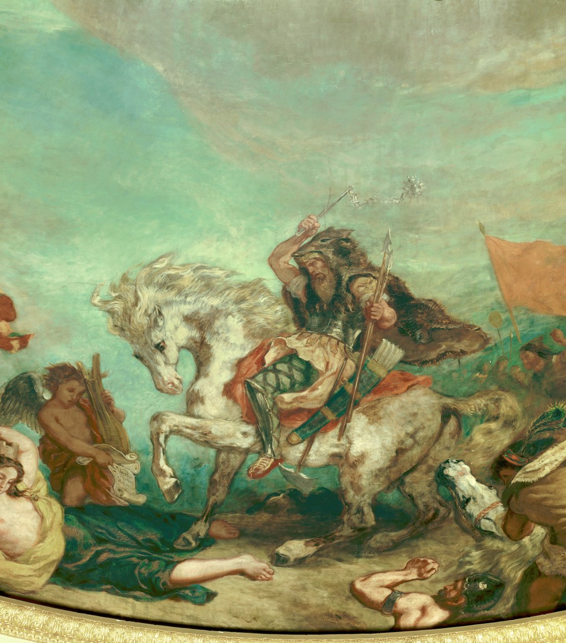 Rappresentazione di Attila (395-453) re della tribù degli Unni (dettaglio di un affresco di Eugene Delacroix (1843) Parigi da Ferdinand Victor Eugene Delacroix