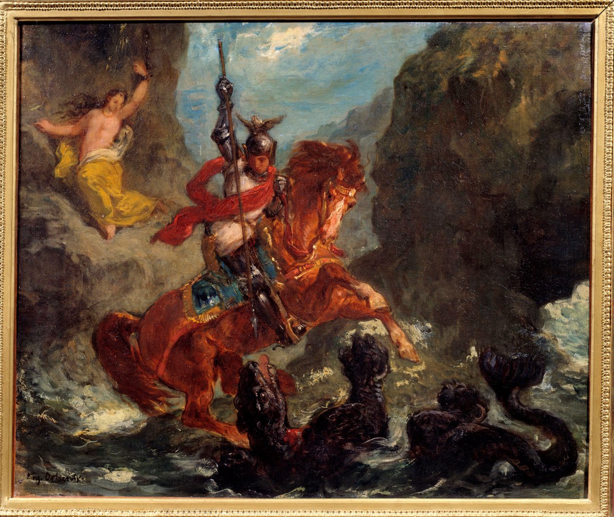 Ruggiero libera Angelica - Illustrazione per Orlando Furioso di Ludovico Ariosto da Ferdinand Victor Eugene Delacroix