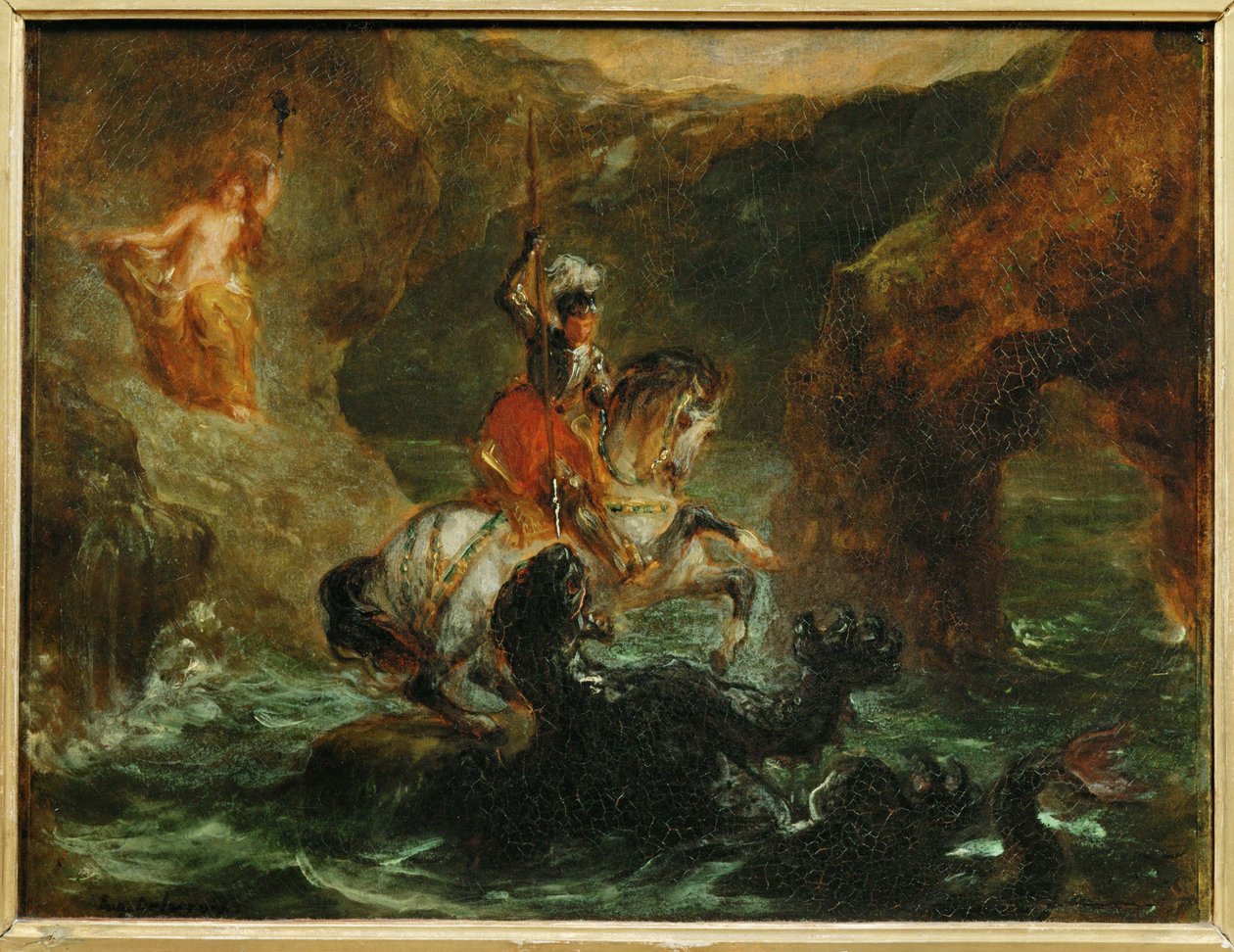 Saint Georges combattant le dragon, dit aussi Persee delivrant Andromede - San Giorgio che combatte il drago ... da Ferdinand Victor Eugene Delacroix