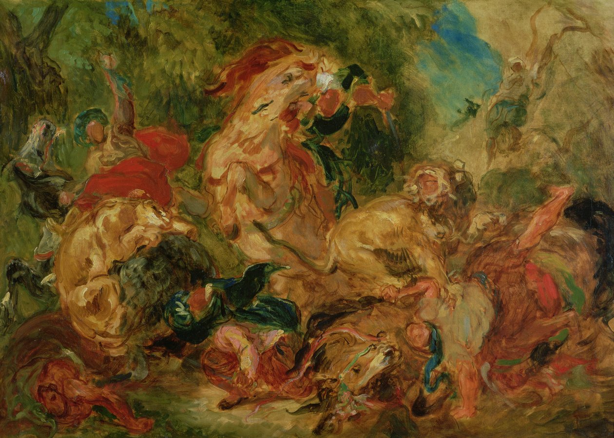 Studio per La caccia al leone, 1854 da Ferdinand Victor Eugene Delacroix